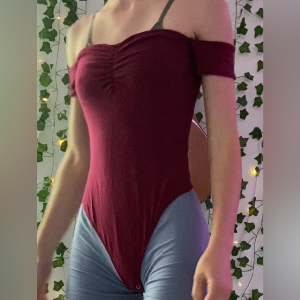 Burgundy Free People bodysuit size XS